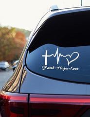 Hope Faith Love Heart Car Decal , Jesus Cross Vinyl Die Cut Vinyl Decal/ Bumper For Windows, Cars, Trucks, Laptops, Etc.