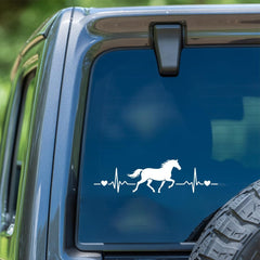 Horse Riding Heartbeat Decal Running Love Vinyl Sticker for Car Laptop Window Tumbler Water Bottle Bumper Gift for Horse Riders Die Cut Vinyl Decal