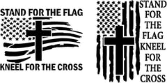 Tattered Flag with Cross Vinyl Die-Cut Decals For Windows, Cars, Trucks, Laptops, Etc