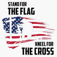 Stand for The Flag Kneel for The Cross Sticker For Windows, Cars, Trucks, Laptops, Etc.