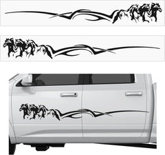 2 Pcs Horse Trailer Decals 63.5 x 8.5 Inch Self-Adhesive Car Side Body Stickers Black Vinyl Running Horse Graphic Decals for Trailer, Die Cut Vinyl Decal