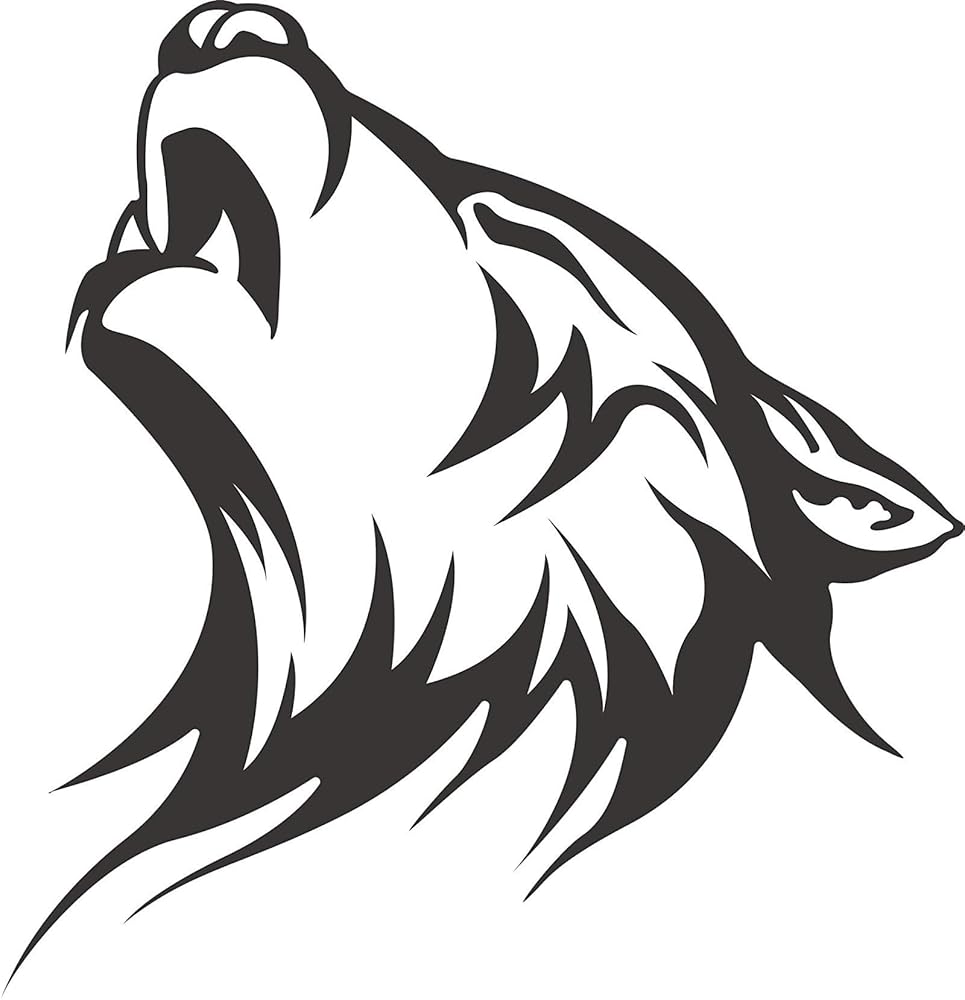 EW Designs Black and White Howling Wolf Husky Vinyl Decal Bumper Sticker Die Cut Vinyl Decal
