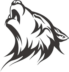 EW Designs Black and White Howling Wolf Husky Vinyl Decal Bumper Sticker Die Cut Vinyl Decal