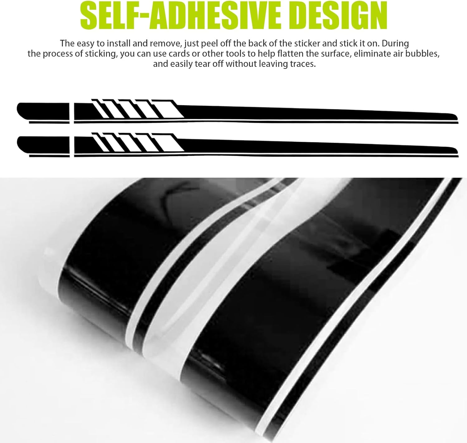 2 PCS Car Side Skirt Decals, 88.58" x 4.52" Long Stripes Stickers, PVC Auto Personalized Stickers, Waterproof Body Decoration, Universal for Most Cars, Trucks, SUVs Die Cut Vinyl Decal