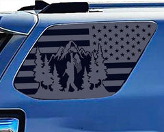 for Toyota 4Runner 2010-2023 Rear Side Window Bigfoot American Flag Decal, Matte Black, Patriotic Vinyl Sticker for SUV Off-Road Accessories Exterior Graphics Die Cut Vinyl Decal