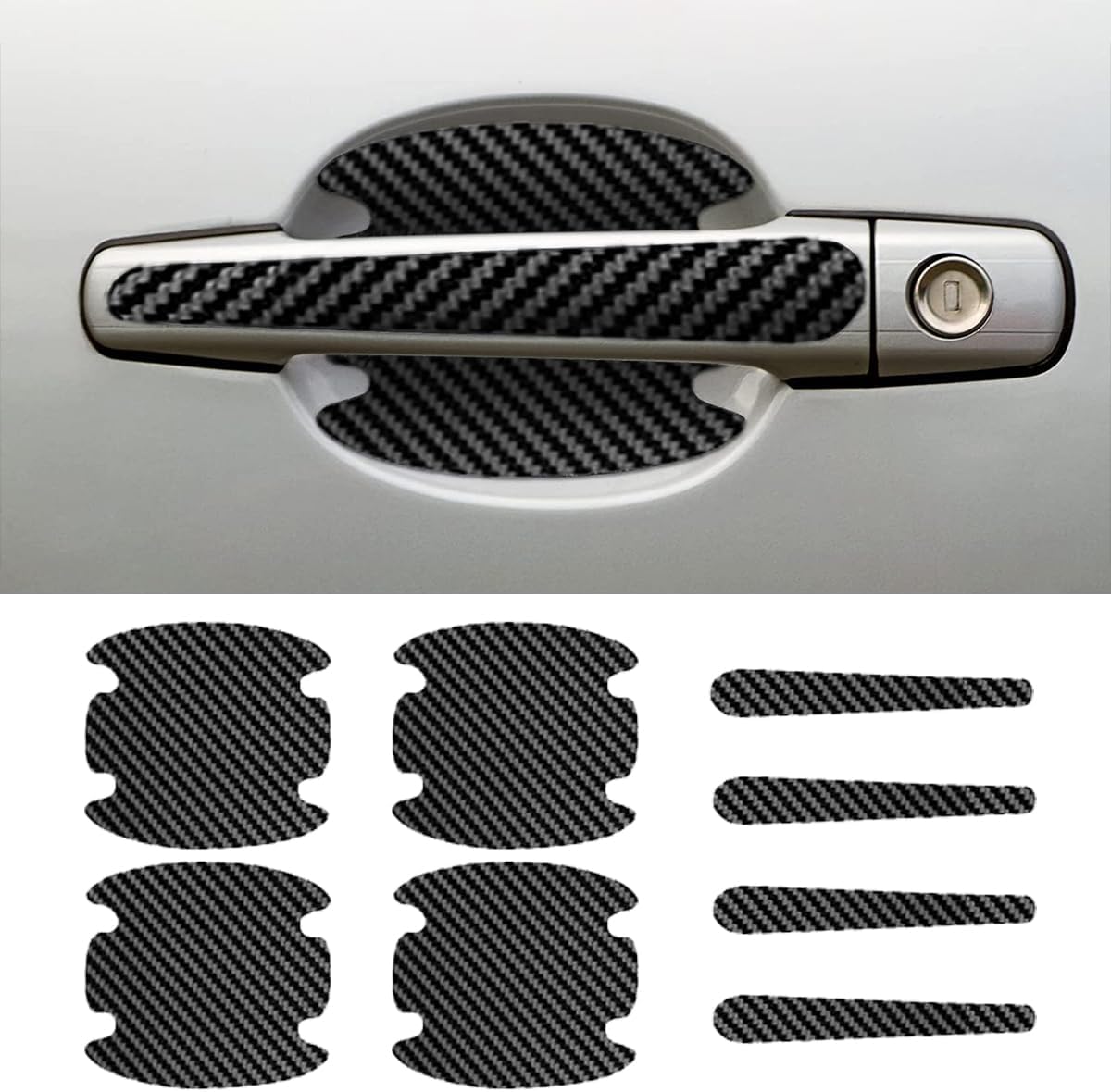 Car Door Handle Scratch Protectors, Carbon Fiber Car Door Handle Bowl Sticker, Universal Auto Doors Handles Paint Guard Cover, Die Cut Vinyl Decal
