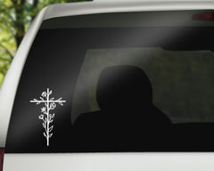 Cross Decal | Floral Cross Decal | Christian Religious Vinyl Sticker | Cross Car Decal Bumper Sticker Window Laptop Tumbler Decal Die Cut Vinyl Decal