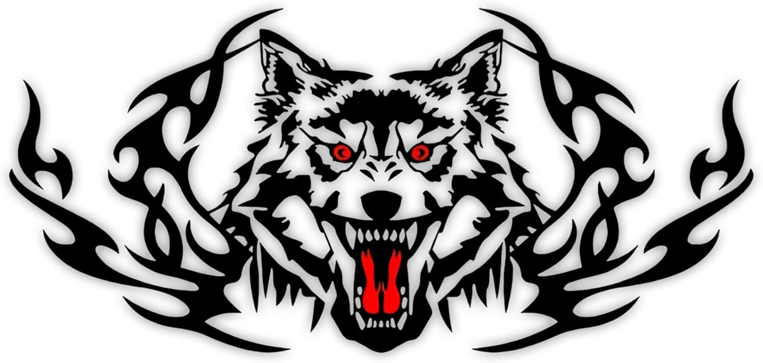 Wolf Head car Decal. Flamin Sticker. Hood Wolf Vinyl. Black auto. Vinyl Graphics. Vehicle, Truck, Laptop... 7 inches Die Cut Vinyl Decal