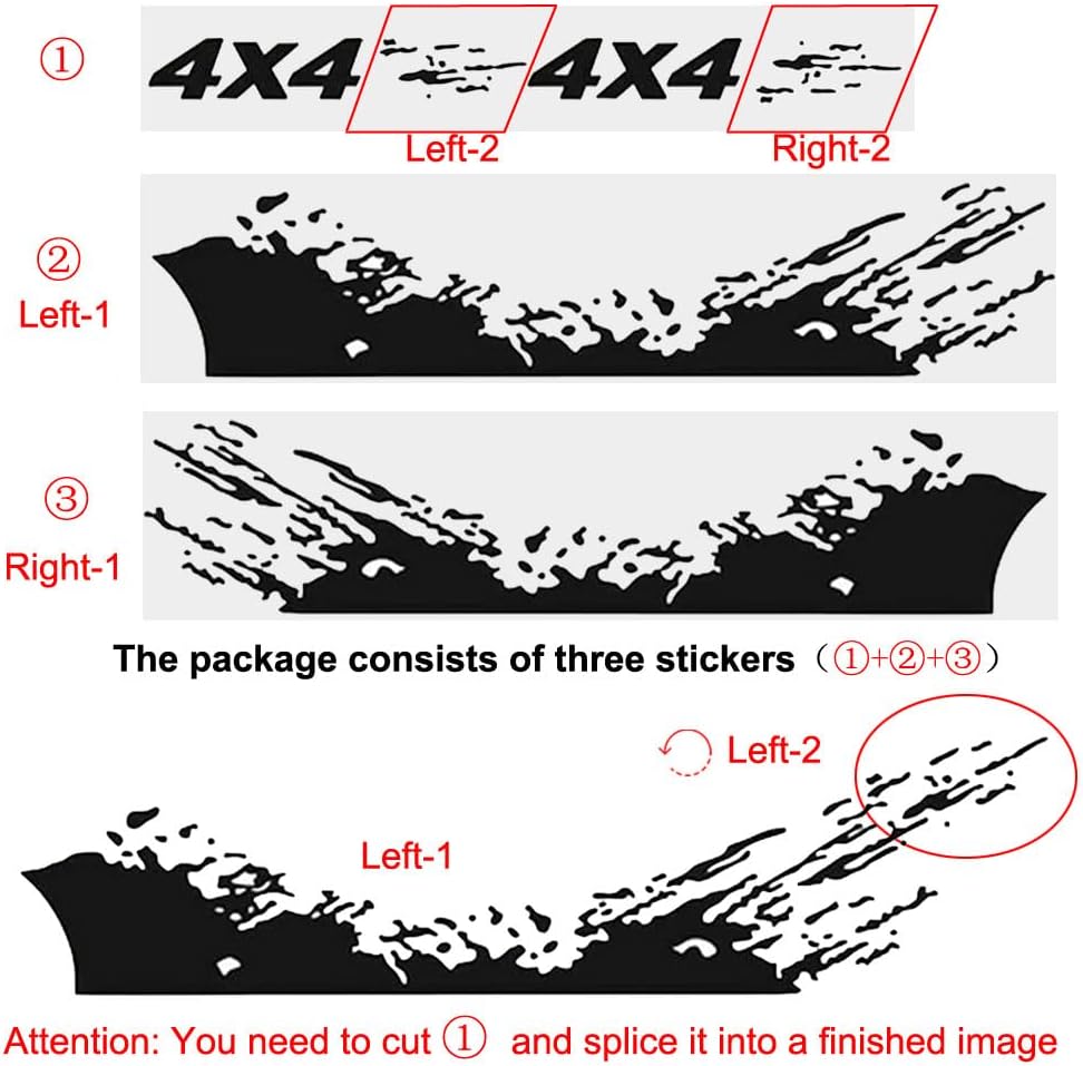 2pcs 74.8'' Universal Racing Stripes Car Decals 4x4 Waves Graphics Vinyl Stickers Waterproof Car Door Body Side Stickers Decals Decorations for Truck Pickup SUV Vehicles  Die Cut Vinyl Decal