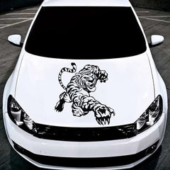 Tiger Car Hood Sticker Self-Adhesive Vinyl Wild Tiger Graphics Decals Universal Scratch Hidden Car Stickers 23.22" x 22.83", Black Die Cut Vinyl Decal