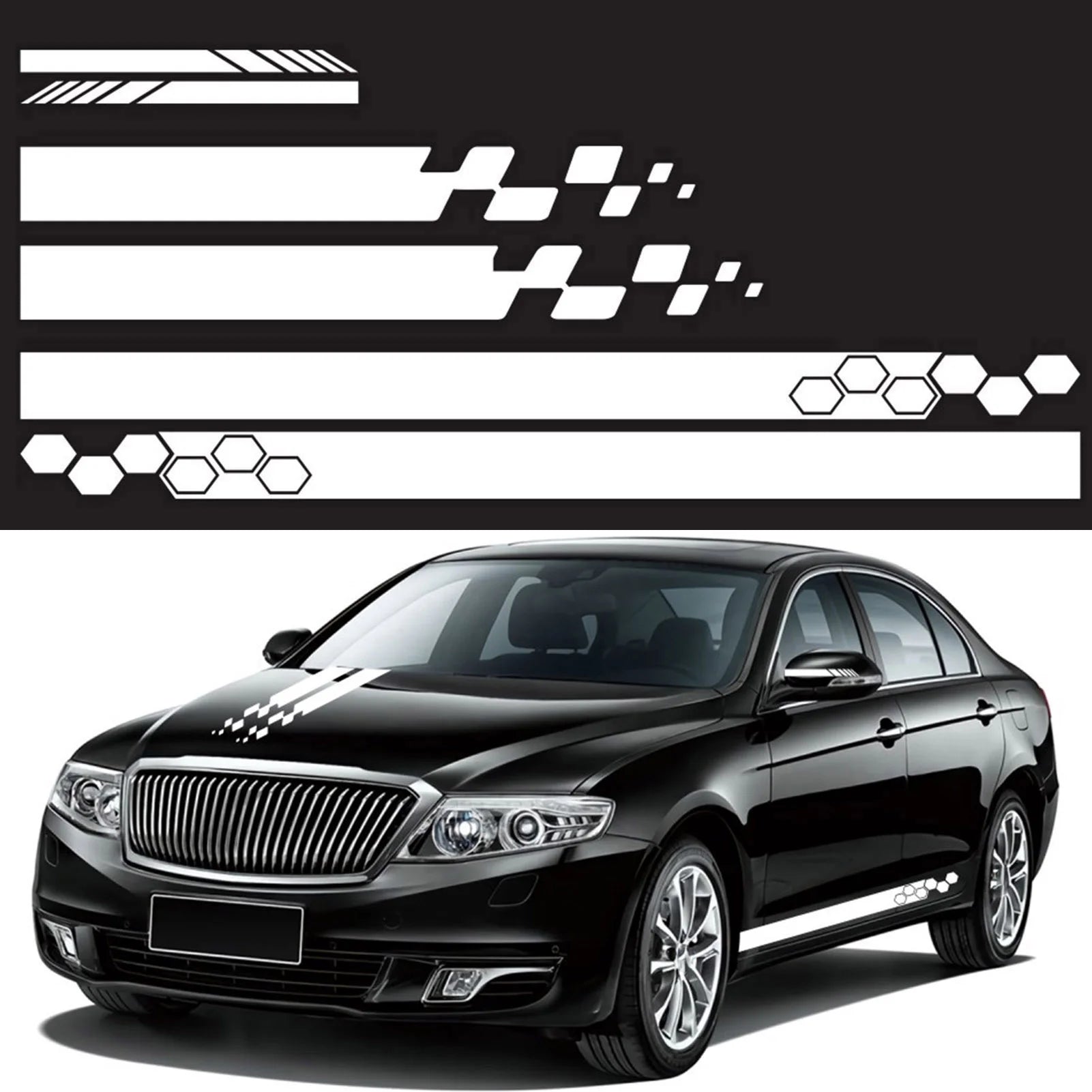 Stickers 5 Pieces Vinyl Car Side Sticker Auto Body Racing Sports Decals Universal Car Truck DIY Decal Stripe Vinyl Stickers Decoration | Die Cut Vinyl Decal/ Bumper For Windows, Cars, Trucks, Laptops, Etc.
