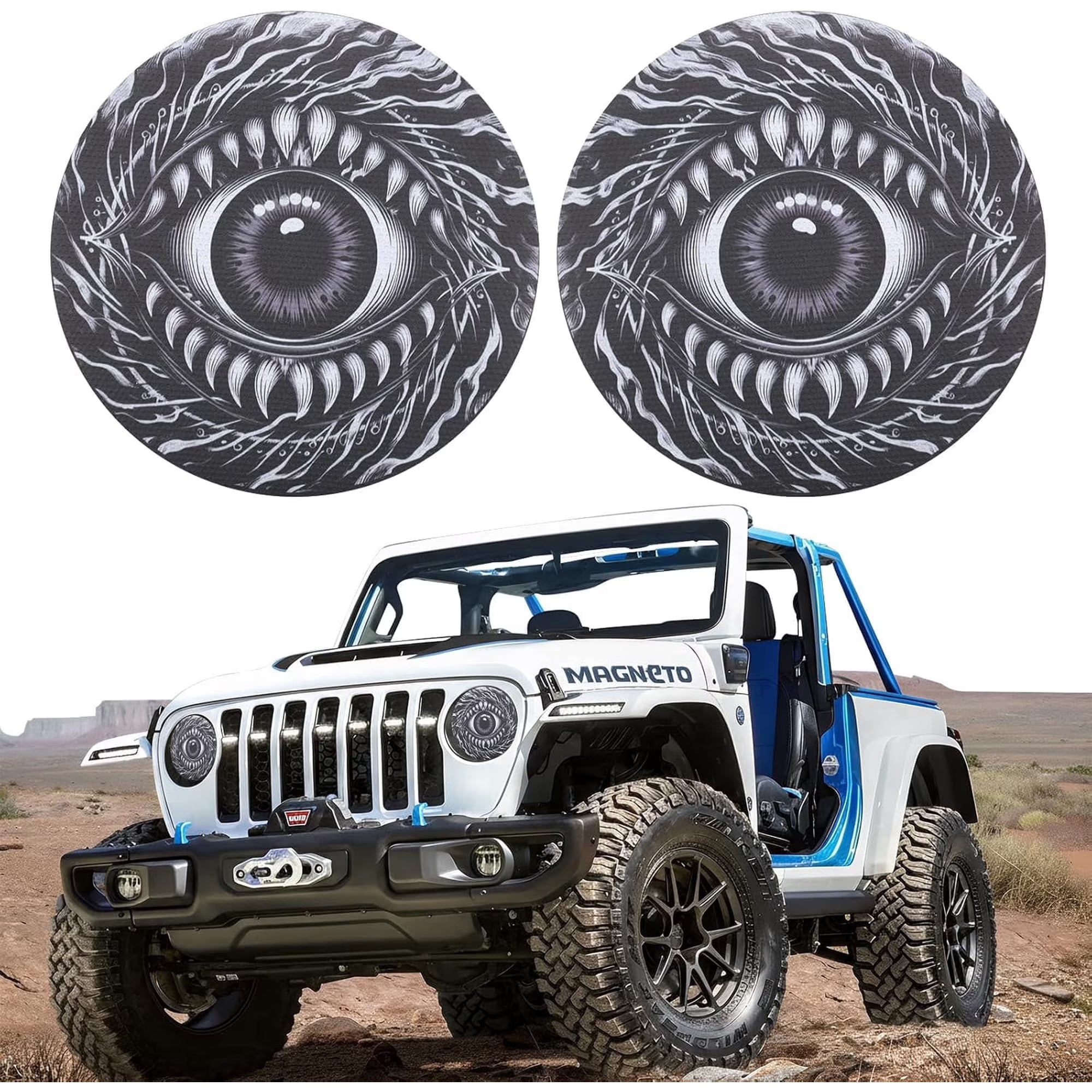 Headlight Decals for Jeep Wrangler – Purple Evil Eye Vinyl Stickers, Waterproof Headlight Covers   Die Cut Vinyl Decal/ Bumper For Windows, Cars, Trucks, Laptops, Etc.