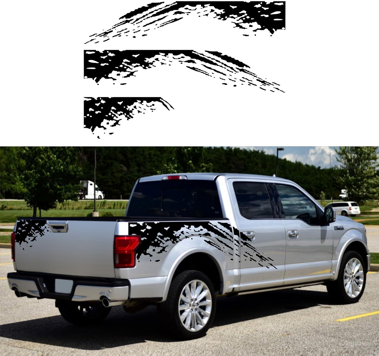 Car Sticker Bed Mud Splash Kit Racing Stripe Rear Lathe Decal Vinyl Trim Accessories Waterproof Door Body Side Decal Trim for Truck Pickup SUV Vehicles Universal Die Cut Vinyl Decal