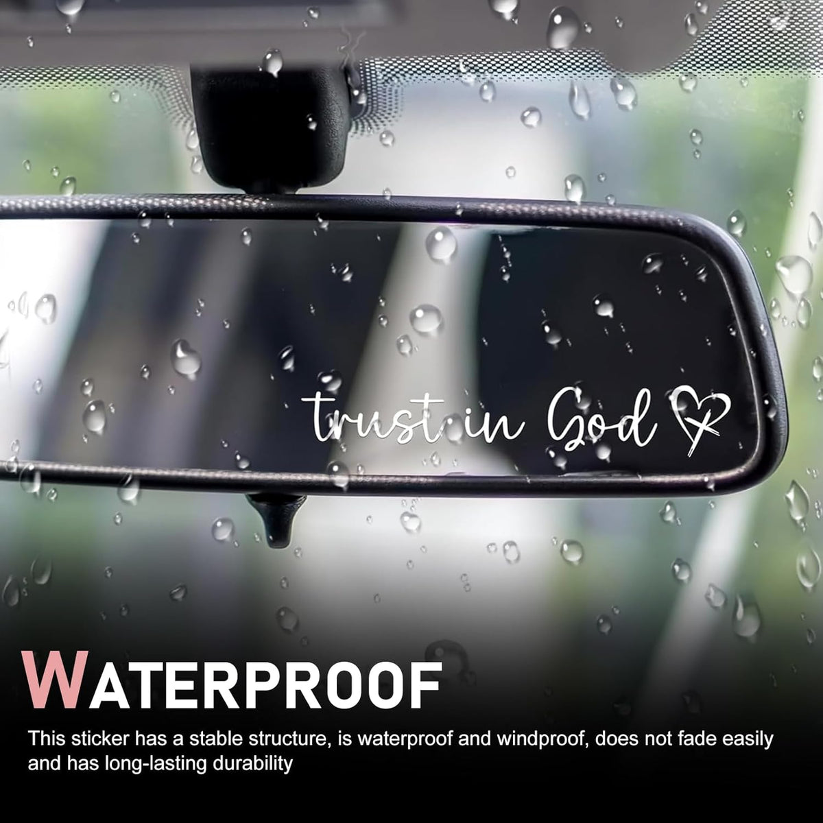 Bawkars 3 PCS Trust in God Rearview Mirror  Die Cut Vinyl Decal