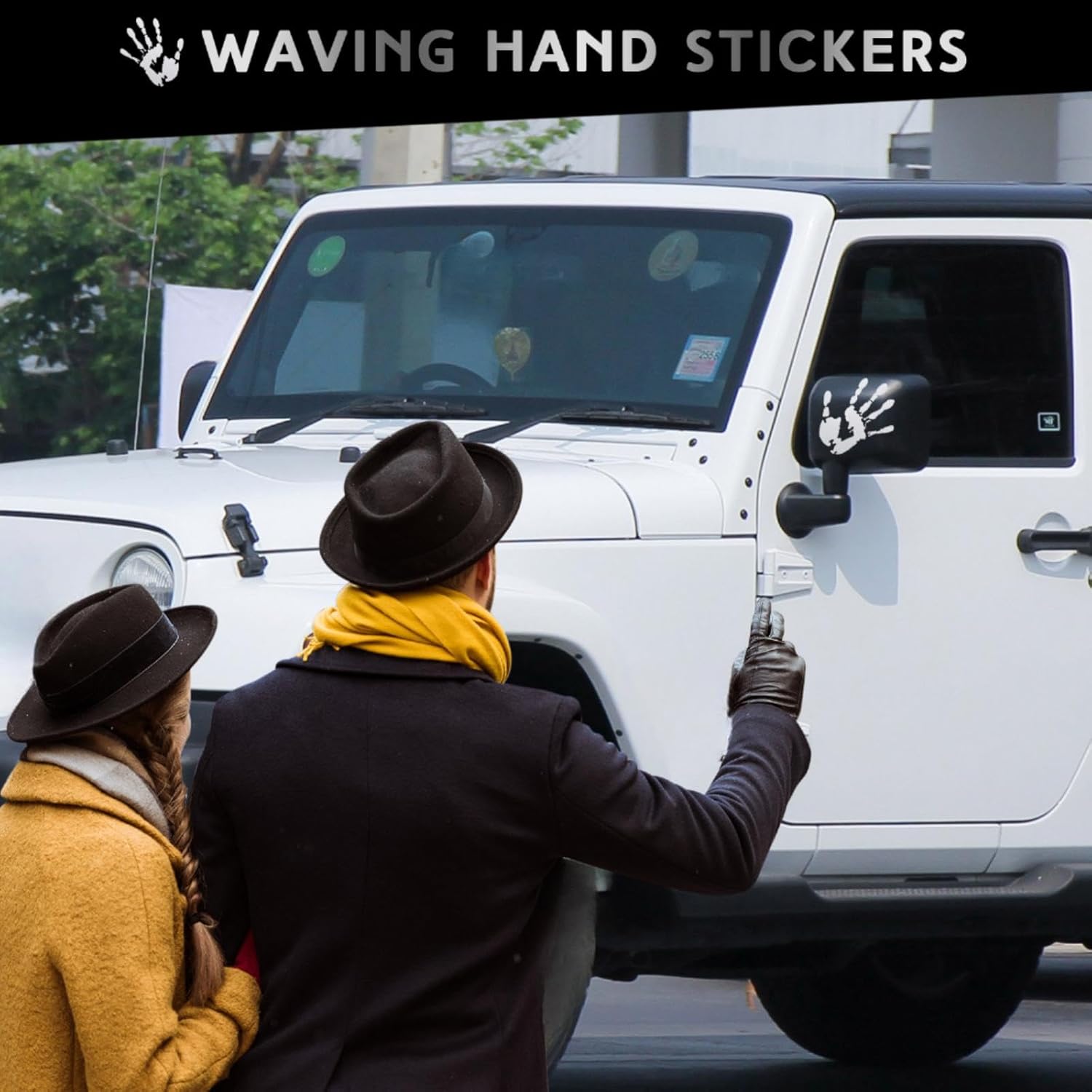 Sabary 2 Pcs Wave Stickers Wave Sign Decal Compatible with SUV Off Road Vehicle for Automobile Hand Stickers Car Decoration for Rearview Mirror Left Right Die Cut Vinyl Decal