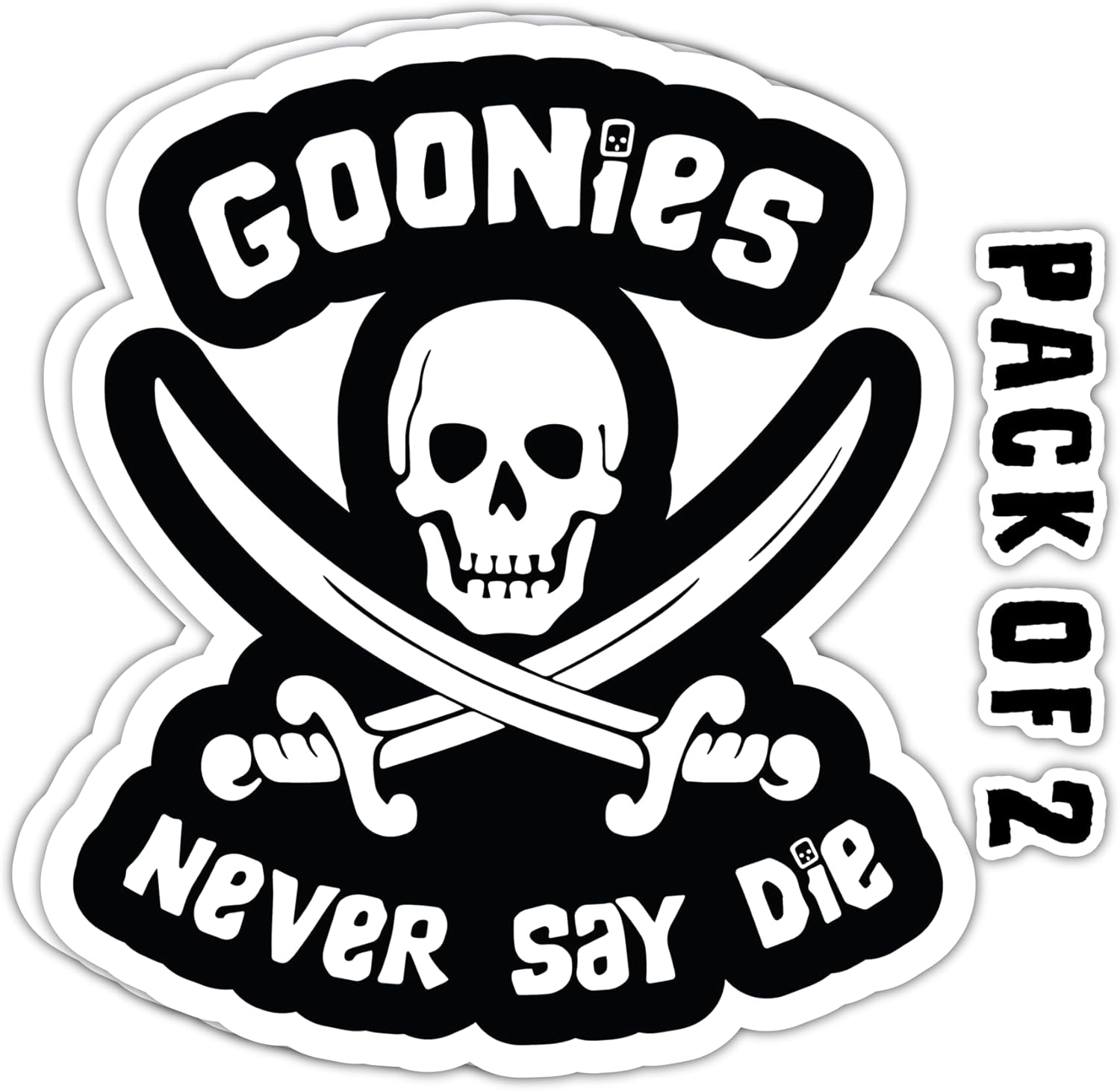 IMPERIAL VIBES - Goonies Never Say Die Sticker – Waterproof Vinyl Decal for Waterbottle - Bumper Stickers for Cars - Never Say Die Decal for Laptop, Van SUV and Note Book 2 Pack 5.5" inches - Imp 107 Die Cut Vinyl Decal