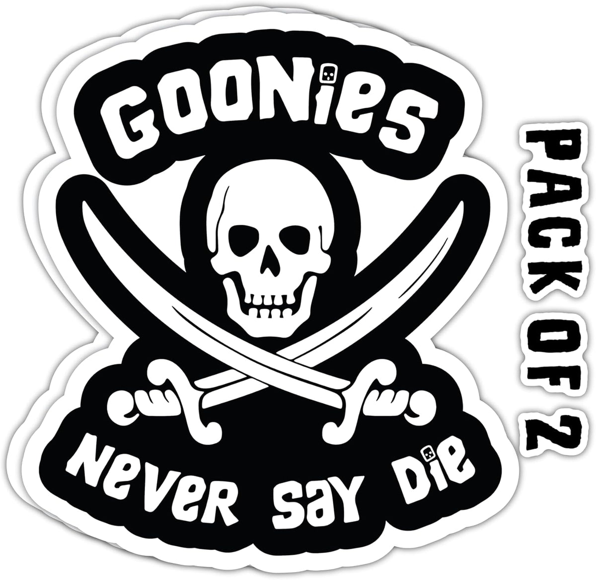 IMPERIAL VIBES - Goonies Never Say Die Sticker – Waterproof Vinyl Decal for Waterbottle - Bumper Stickers for Cars - Never Say Die Decal for Laptop, Van SUV and Note Book 2 Pack 5.5" inches - Imp 107 Die Cut Vinyl Decal