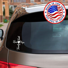 Faith Hope Love Family Cross with Heart Vinyl Die Cut Vinyl Decal/ Bumper For Windows, Cars, Trucks, Laptops, Etc.