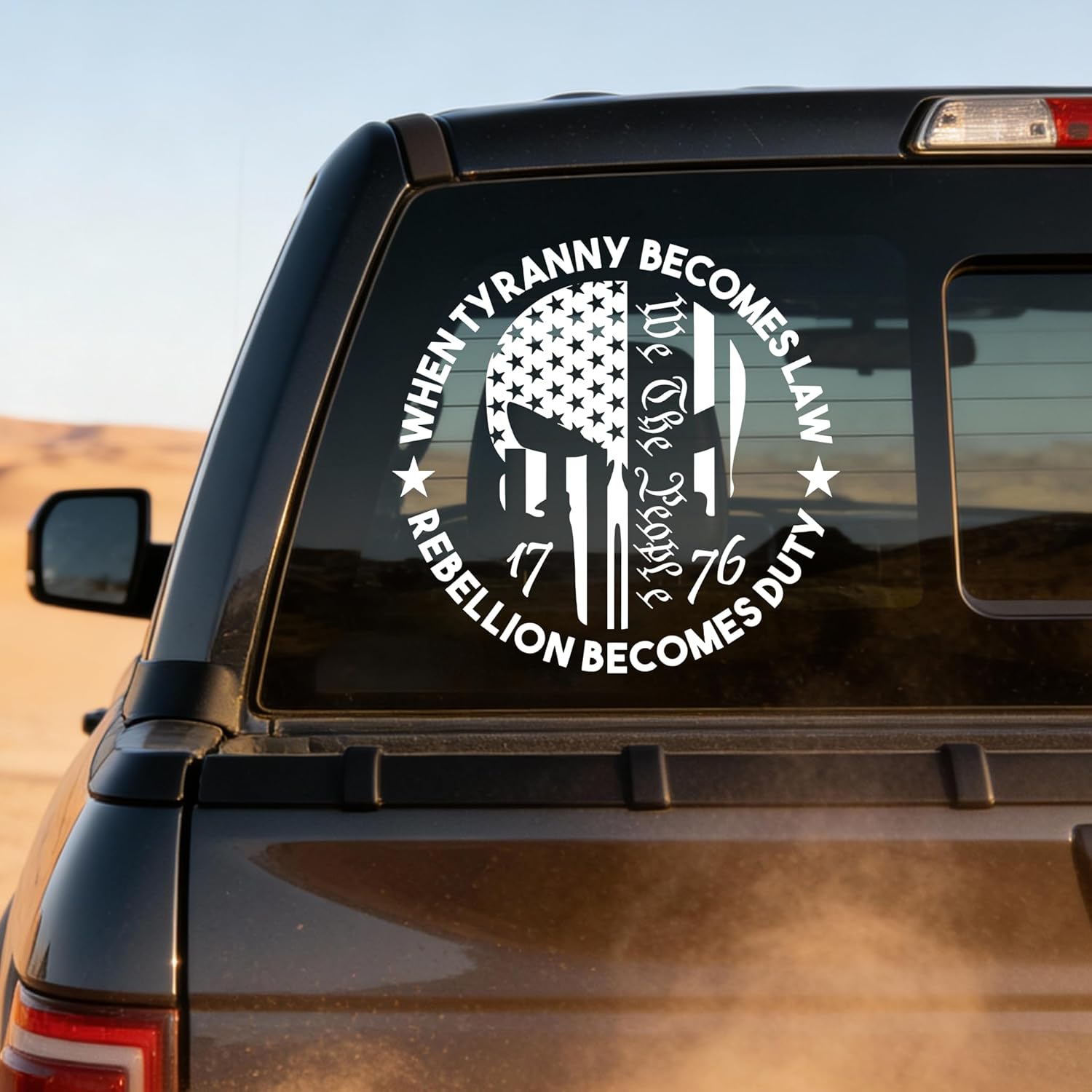 We The People Sticker Decals 1776 Distressed American USA Flag Skull Decal,  Die Cut Vinyl Decal