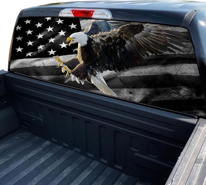 Rear Window Decal for Trucks,American Flag Vinyl Die Cut Vinyl Decal/ Bumper For Windows, Cars, Trucks, Laptops, Etc.
