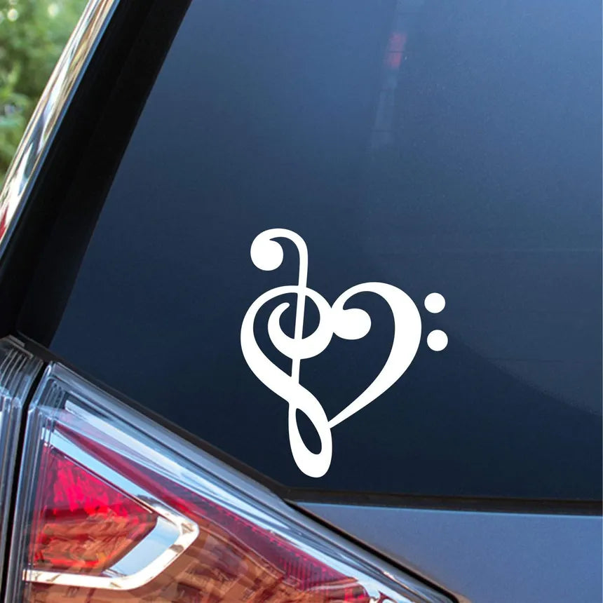 Car Sticker Sax Saxophone Musical Notes Heartbeat Vinyl Black/Silver Die Cut Vinyl Decal