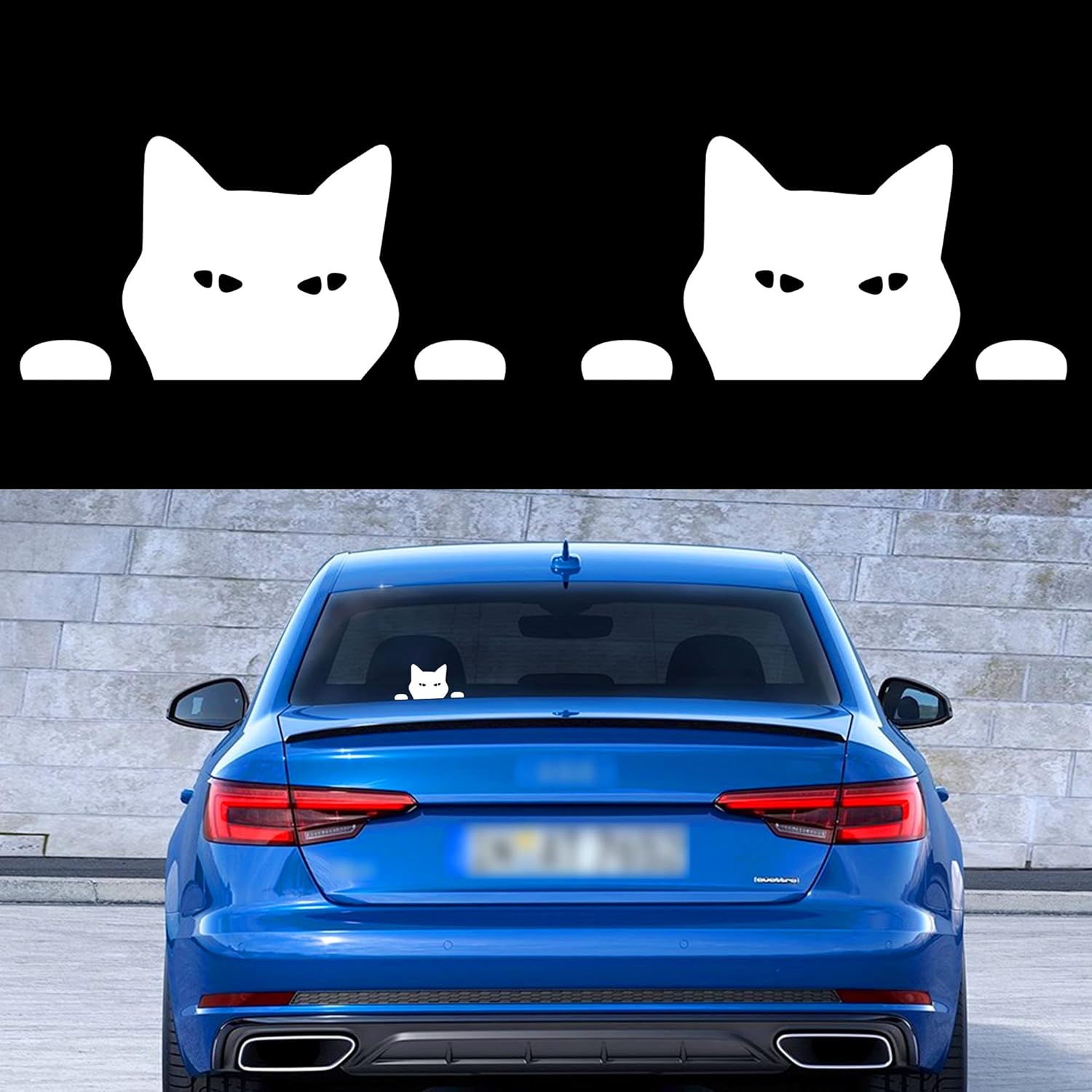 TOMALL 2PCS 5.5'' Cat Peeking Car Stickers Cat Watching Vinyl Reflective Decals Waterproof Funny Self-Adhesive for Car Window Bumper Laptop Motorcycle  Die Cut Vinyl Decal