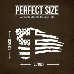GRITKULTURE American Flag with Cross Vinyl Decal Sticker for US Christian Cars,| Die Cut Vinyl Decal