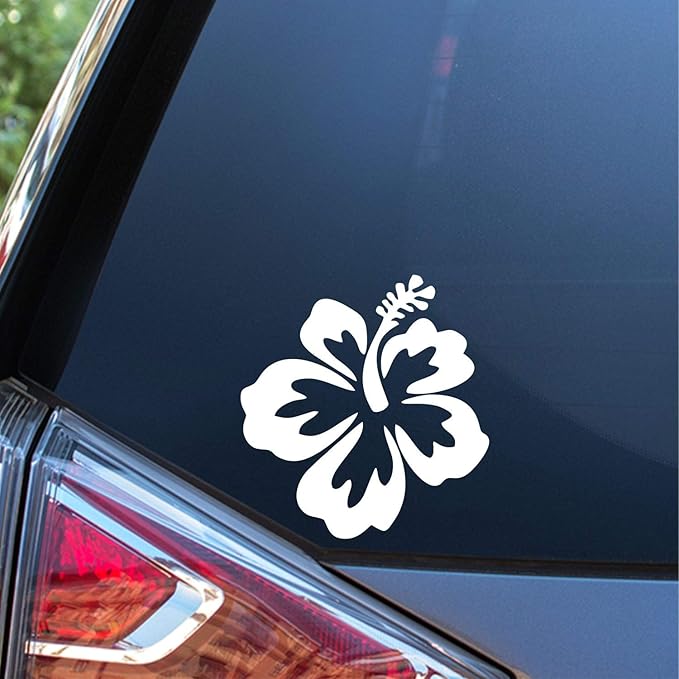 Hibiscus Flower Hawaiian Vinyl Die Cut Vinyl Decal/ Bumper For Windows, Cars, Trucks, Laptops, Etc.