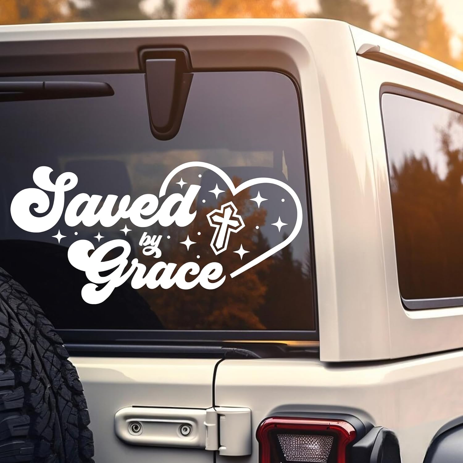Ephesians 2 8-9 Saved by Grace Car Decal Christian, Bible Verse, Catholic Car Accessories Vinyl Waterproof 11" x 5.4" Bumper Decal for Car Truck Window Laptop Die Cut Vinyl Decal