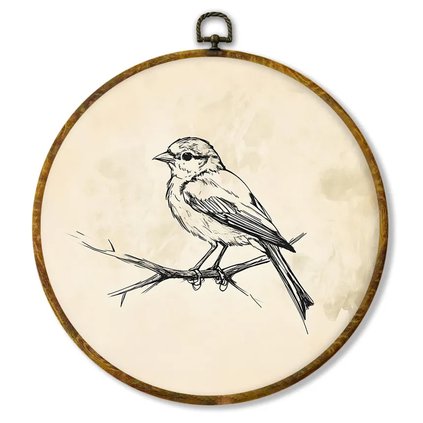 shiviody Neutral Birds Canvas Wall Art Decor, Rustic Hummingbird Wall Decor Die Cut Vinyl Decal