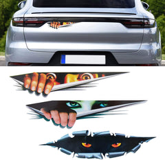 TOMALL 3pcs 3D Simulation Stereo Eyes Peeking Car Stickers Man Peeking Woman Peeking Stickers Leopard Eyes Peeking Sticker Self-Adhesive Waterproof Car Decals for Car Window Bumper Laptop Motorcycle| Die Cut Vinyl Decal
