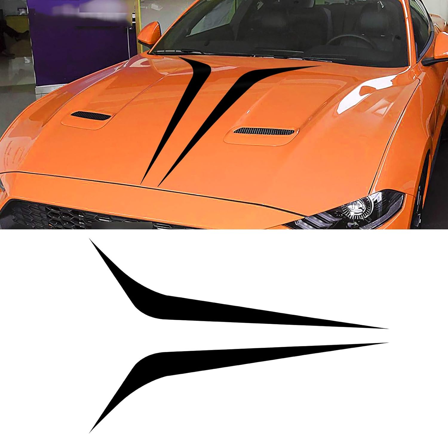 Vinyl Car Hood Stripes Sticker,Racing Stripes for Cars,Automotive Exterior Accessories Decoration 2PCS(Black)| Die Cut Vinyl Decal