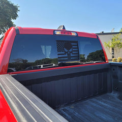 Matte Black Skull American Flagr Die Cut Vinyl Decal