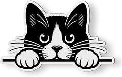 Tuxedo Cat Peeking Magnet for Car Fridge Locker - 5" Kitty Magnet Die Cut Vinyl Decal