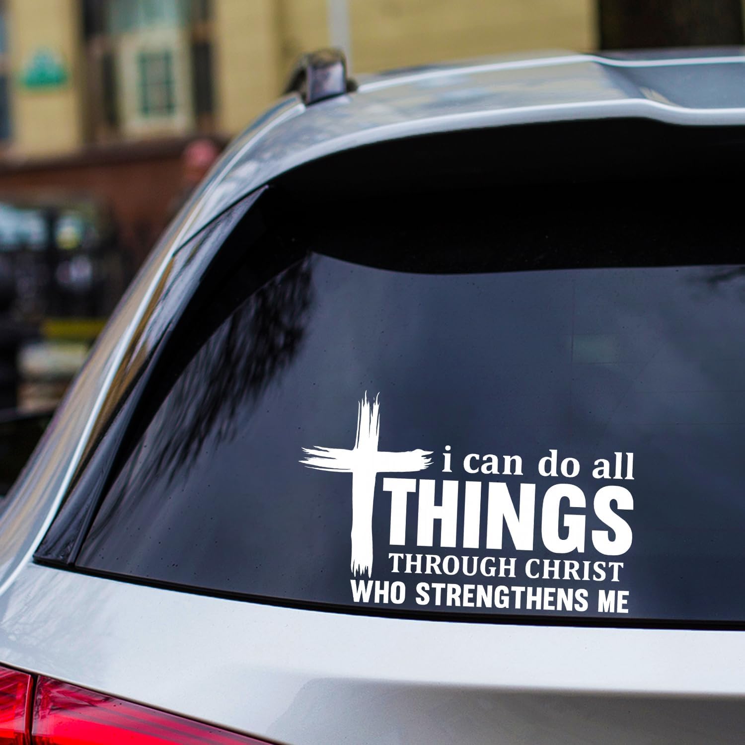 I Can Do All Things Through Christ Vinyl Decal 7x4.5in – Bible Verse Sticker Philippians 4:13 – Christian Waterproof Removable Car Laptop Window Sticker – Faith Gift for Believers Die Cut Vinyl Decal