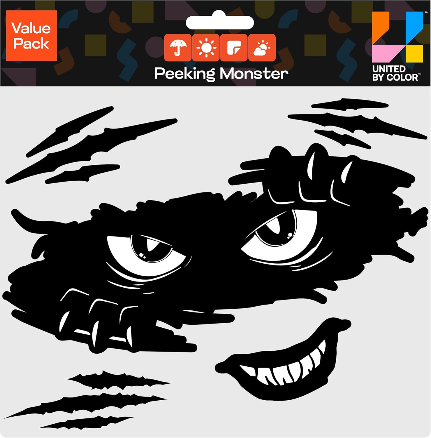 Peeking Monster Bumper Sticker Pack (Large), Waterproof Strong Adhesive Vinyl Decal for Cars, Trucks, Golf Carts, Vehicle Windows, Dents & Scratches - Large Vinyl Car Sticker Die Cut Vinyl Decal