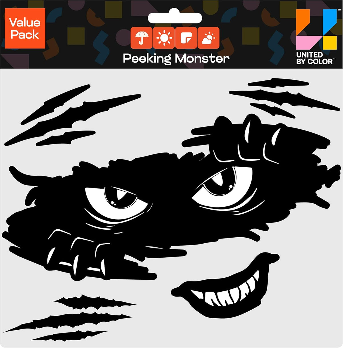 Peeking Monster Bumper Sticker Pack (Large), Waterproof Strong Adhesive Vinyl Decal for Cars, Trucks, Golf Carts, Vehicle Windows, Dents & Scratches - Large Vinyl Car Sticker Die Cut Vinyl Decal