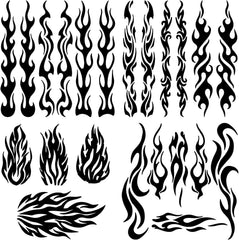 Die Cut Vinyl DecalGORGECRAFT 4 Styles 4Pcs Flame Reflective Car Sticker Black Fire Racing Sports Stripe Car Bumper Decals Waterproof PET Automotive Exterior Decor Stickers for SUV Truck Motorcycle Doors Walls Laptop
