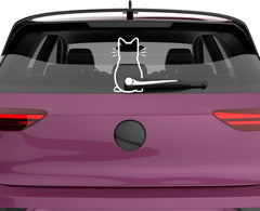 Cute Cat Car Windshield Wiper Vinyl Art Sticker Decor Lovely Animal Cat Mural Art Decal for Car Window Loptop Decoration Die Cut Vinyl Decal