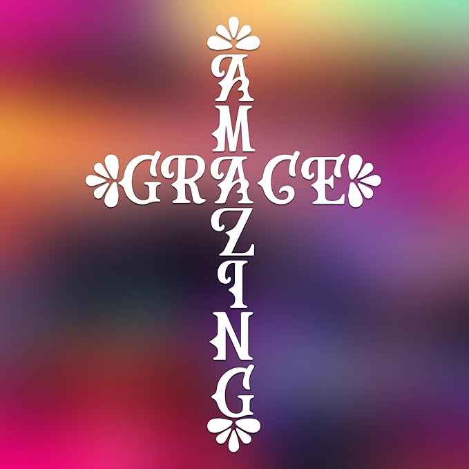 Christian Grace Cross Vinyl Decal 7x7 Inch, Minimal Religious Typography Faith Symbol DTF Transfer Sticker,  Die Cut Vinyl Decal