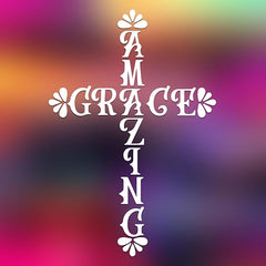 Christian Grace Cross Vinyl Decal 7x7 Inch, Minimal Religious Typography Faith Symbol DTF Transfer Sticker,  Die Cut Vinyl Decal