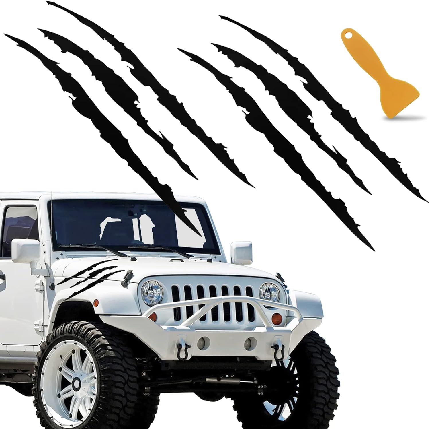 Claw Marks Car Sticker - Universal Headlight and Bumper Stripe Decal, Monster Scratch Graphics, Waterproof Die Cut Vinyl Decal