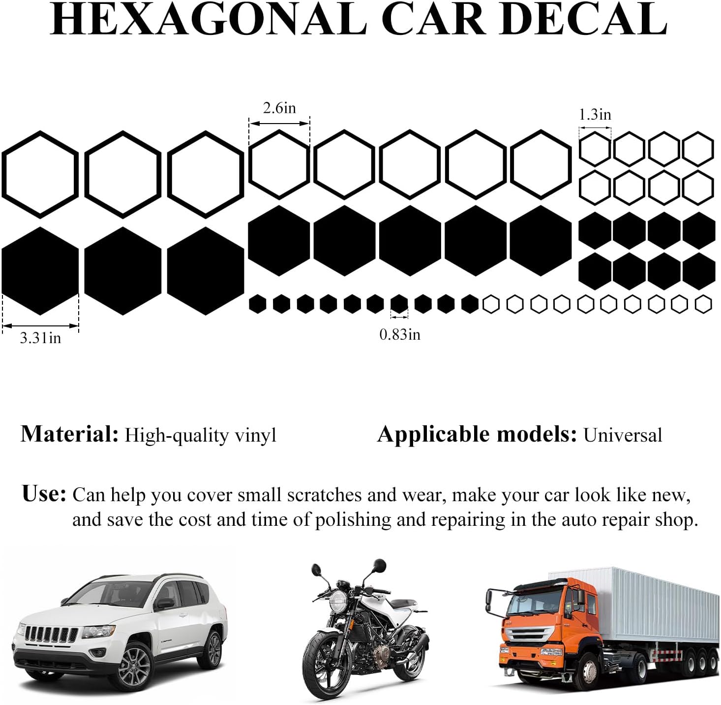 SHMZK 52 Grids Car Honeycomb Graphic Die Cut Vinyl Decal