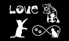 Cat Decal 4 Pack: Cat Pawing, Kitten Looking, Love, Infinity Die Cut Vinyl Decal
