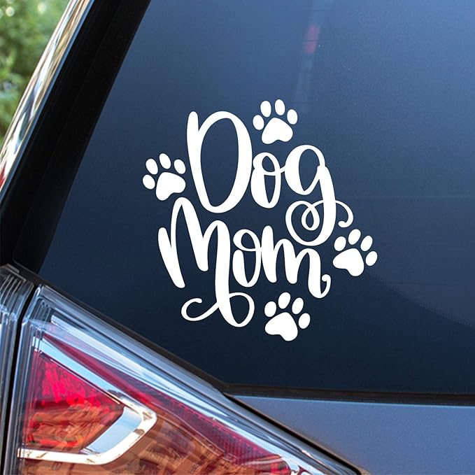 Dog Mom Vinyl Die Cut Vinyl Decal/ Bumper For Windows, Cars, Trucks, Laptops, Etc.