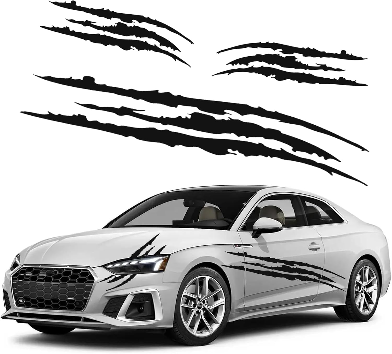 Car Monster Claw Stickers Vinyl Claw Marks Decals, 1 Full Set Car Hood Decal Scratch Stripe Auto Headlight Decal Marks Decor Accessories  Die Cut Vinyl Decal