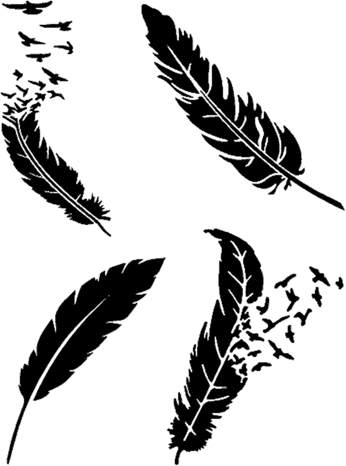 Slaced Feather Decal 4 Pack: Birds Flying from Feathers Die Cut Vinyl Decal