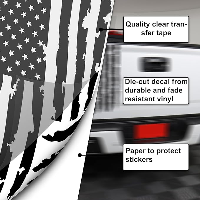 Truck Decals,Black American Flag Vinyl Die Cut Vinyl Decal/ Bumper For Windows, Cars, Trucks, Laptops, Etc.