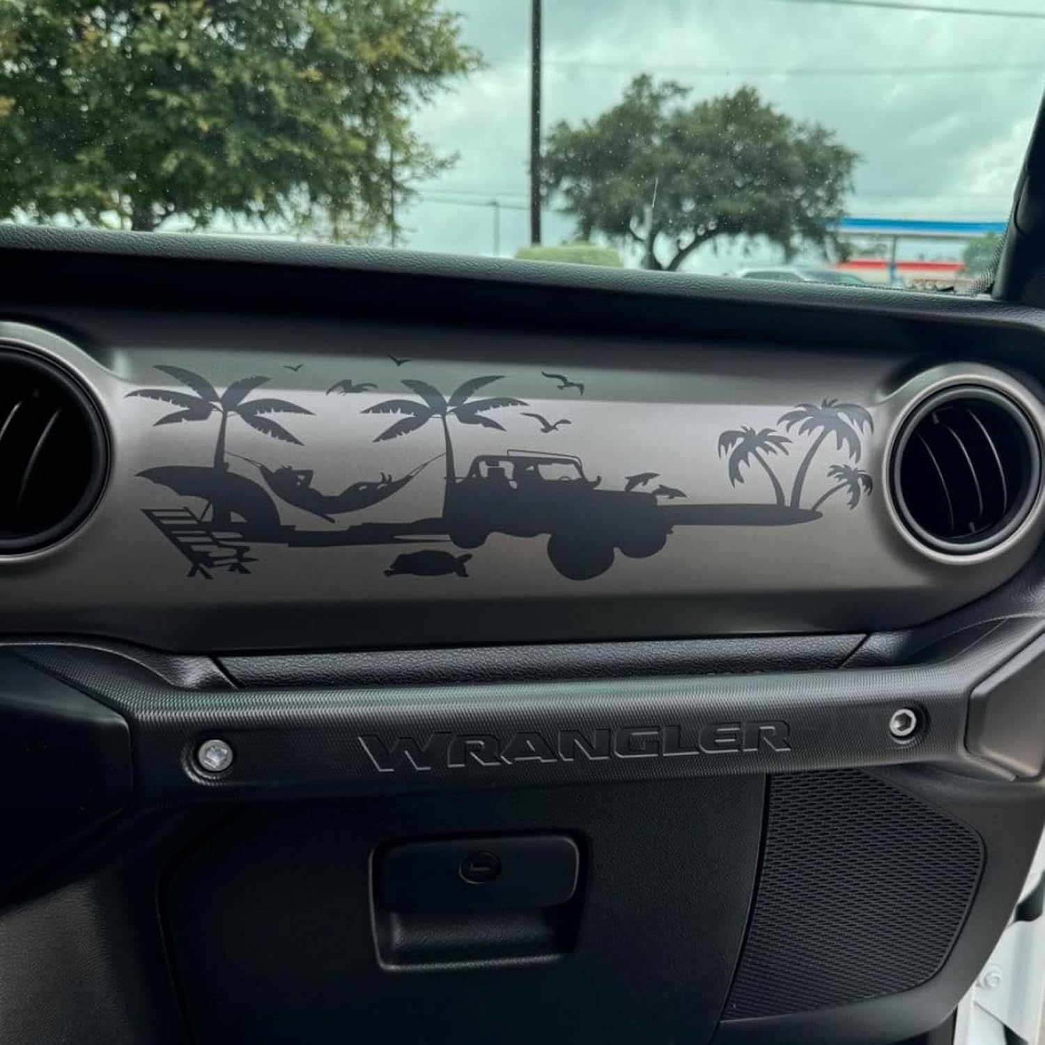 Dashboard Decal Glove Box Beach Scenery Vinyl Sticker for Wrangler JL JLU Gladiator  Die Cut Vinyl Decal