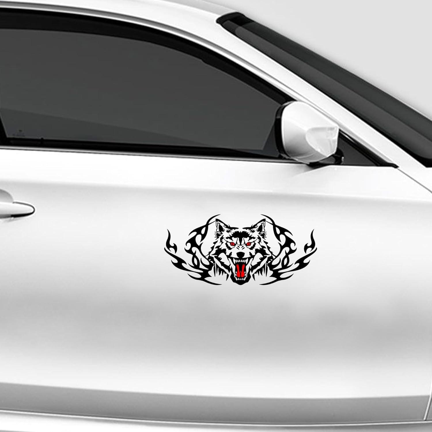 Wolf Head car Decal. Flamin Sticker. Hood Wolf Vinyl. Black auto. Vinyl Graphics. Vehicle, Truck, Laptop... 7 inches Die Cut Vinyl Decal